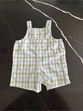 Little English Blue & Green Plaid Romper